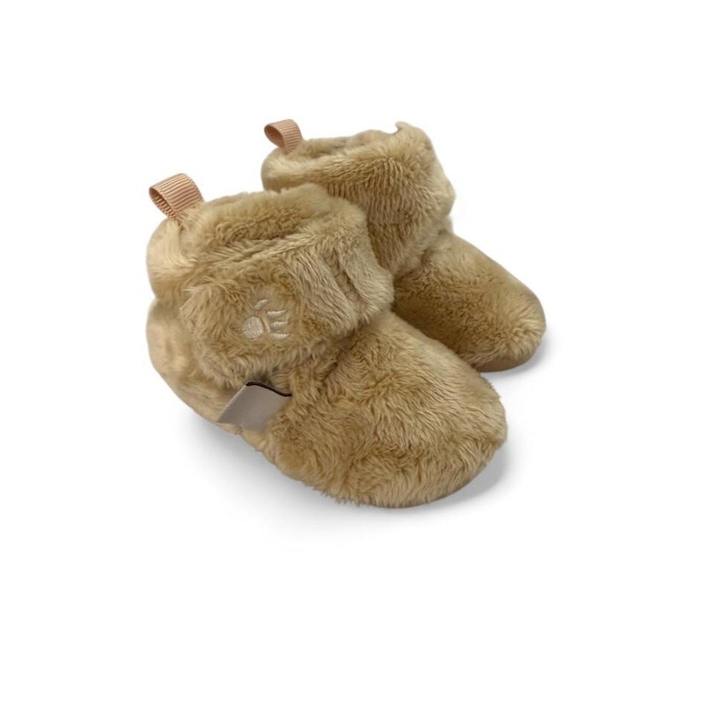 Bearpaw Baby Faux Fur Booties Tan Hook Loop Slippers BNBC42567-ITJ Size 3 6-9M